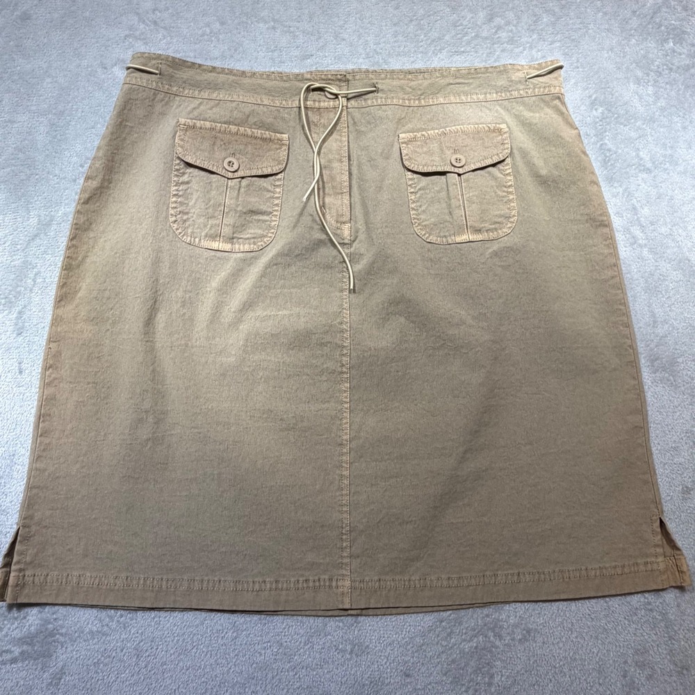 RailRiders Tan Nylon Cargo Utility Skirt Drawstring Waist Gorpcore Y2K XL L918NS